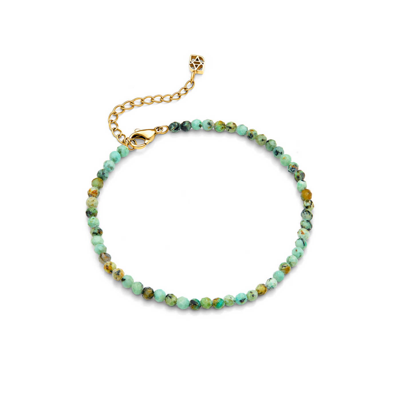 Green Turquoise Beaded Bracelet (Gold)