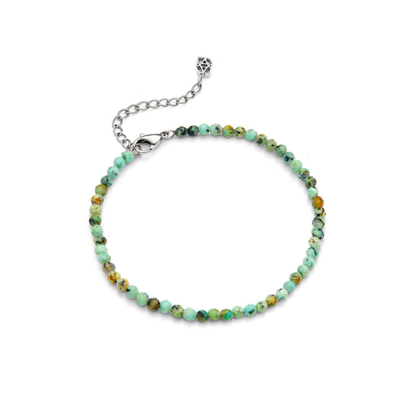 Layering Green Turquoise Beaded Bracelet (Silver)