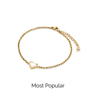 White Quartz Heart Bracelet (Gold)