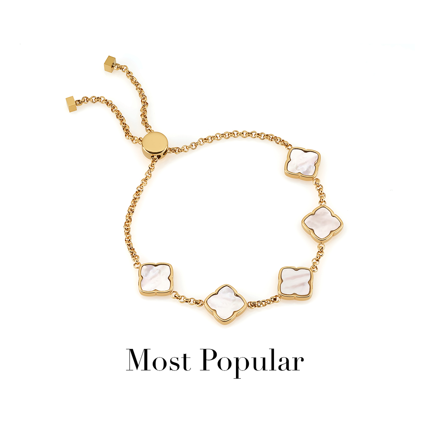 Multi Pearl Clover Bracelet (Gold)