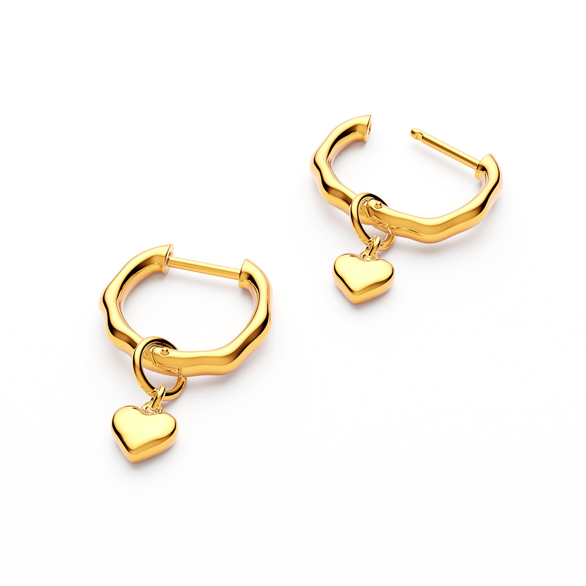 Fine Molten Heart & White Topaz Earring Bundle (Gold)