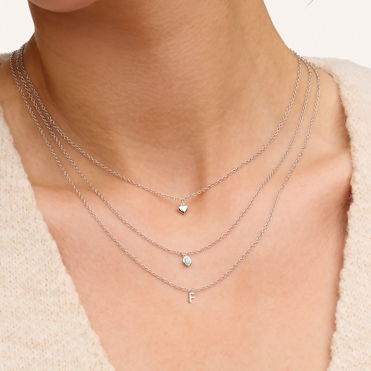 Fine Molten Initial Necklace (Silver)