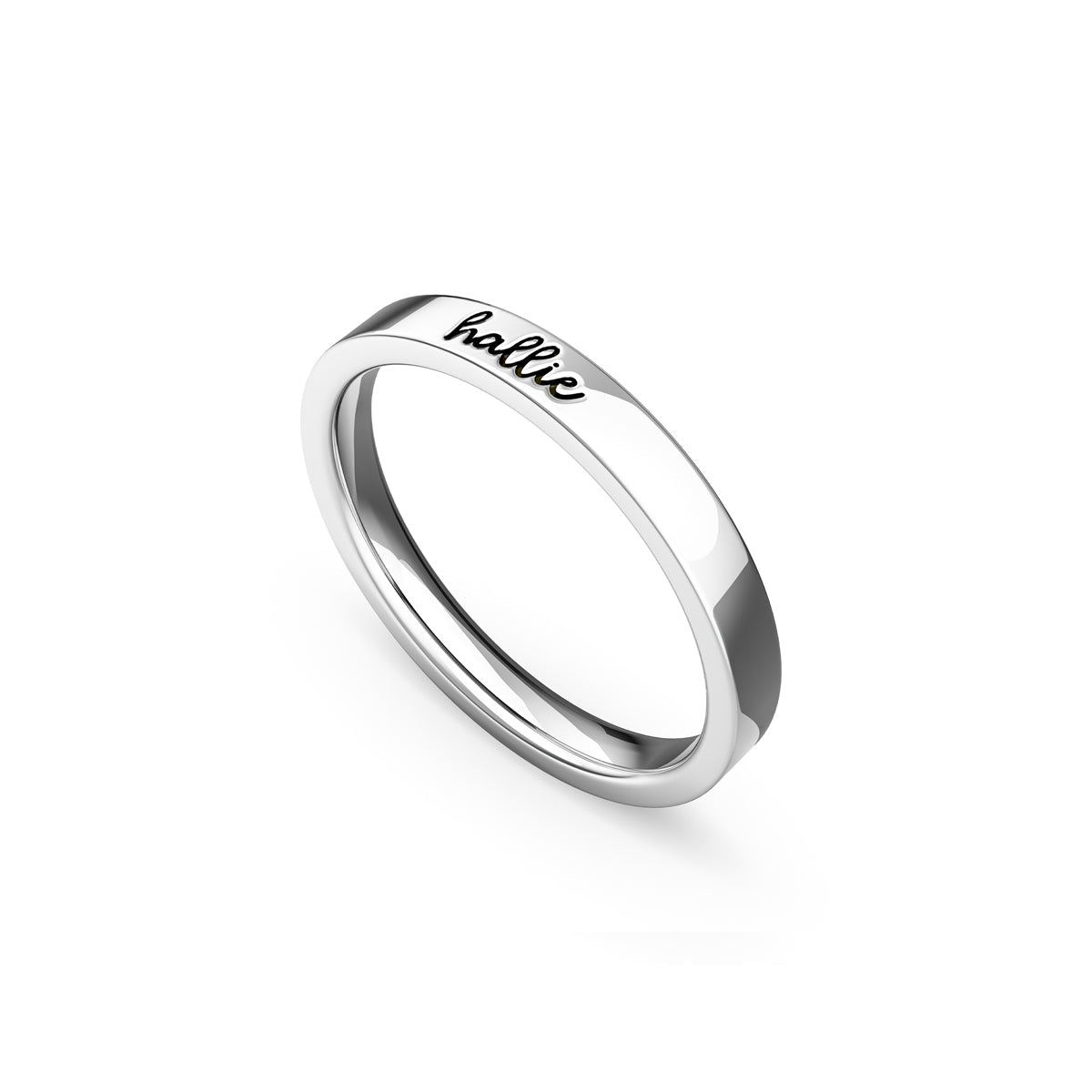 Fine Script Name Ring (Silver)
