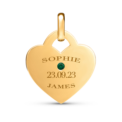 Birthstone Heart Token Pendant (Gold)