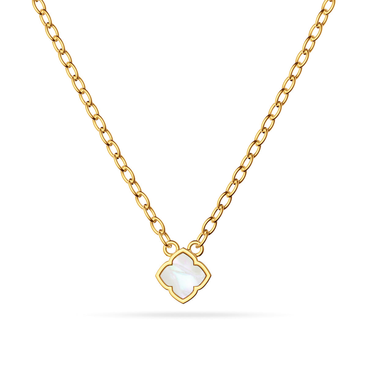 Mini Pearl Clover Necklace (Gold)