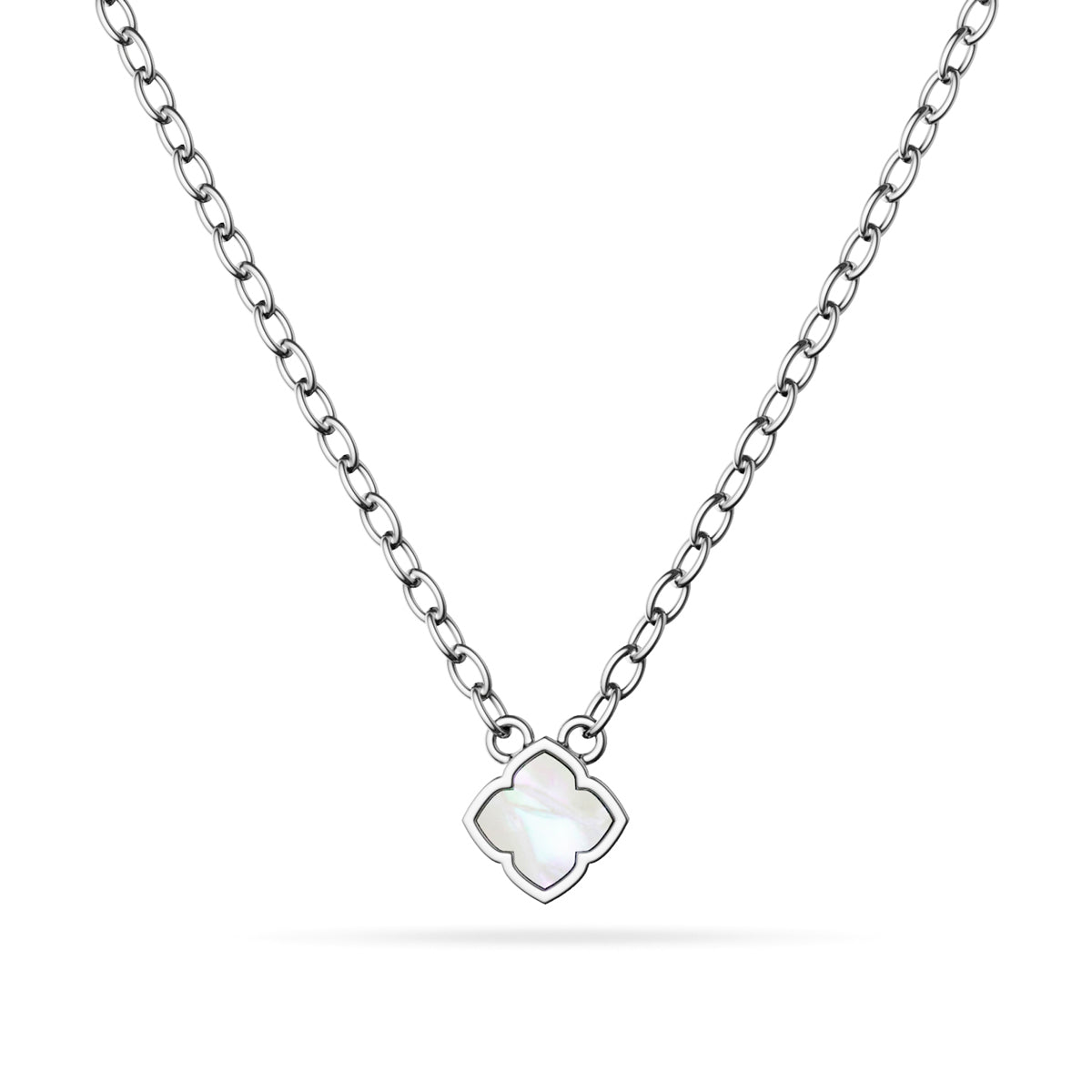 Mini Pearl Clover Necklace (Silver)