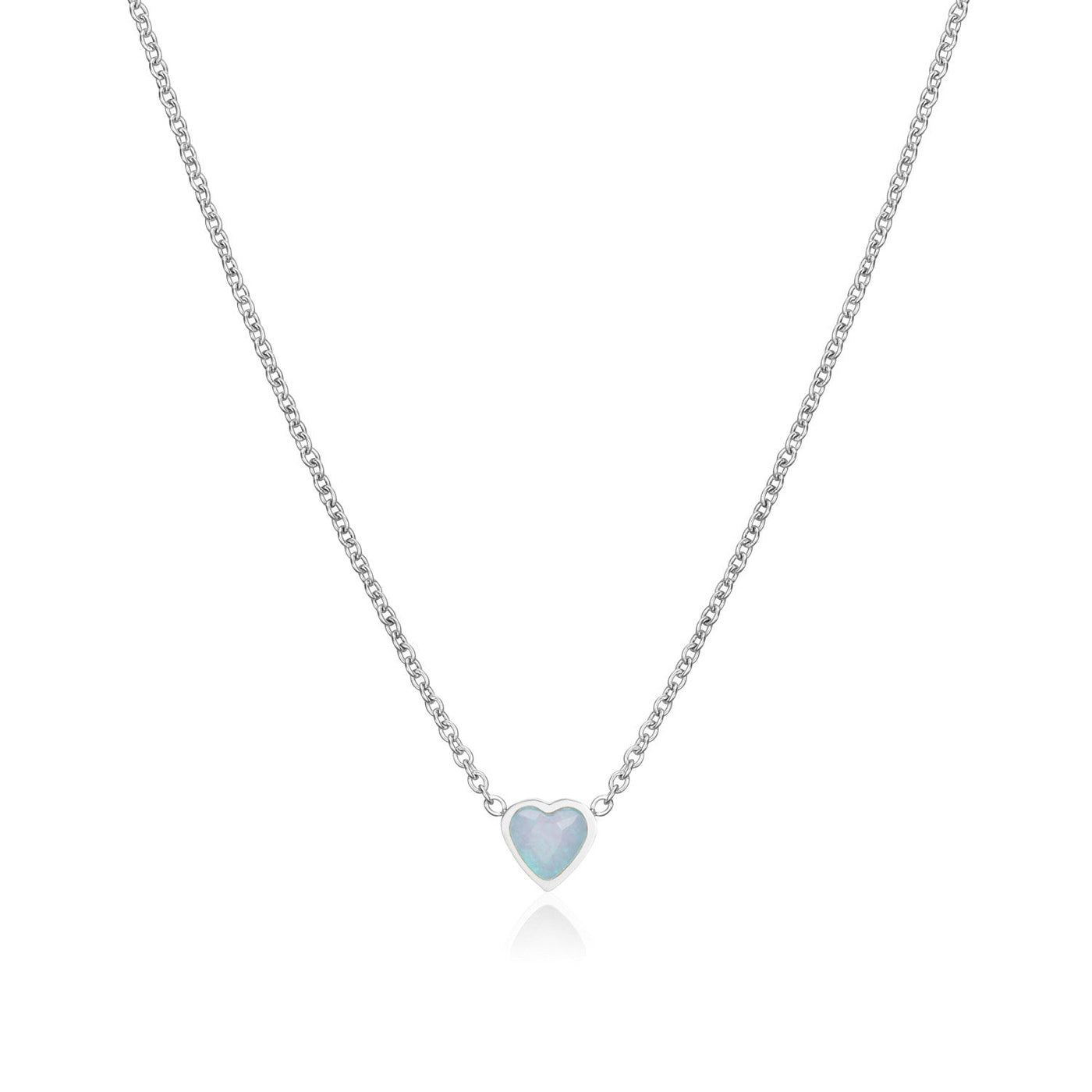 Blue Heart Necklace (Silver)
