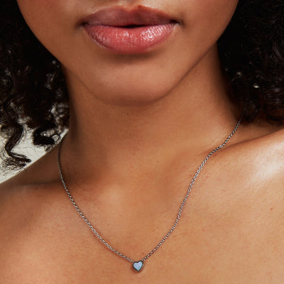 Blue Heart Necklace (Silver)