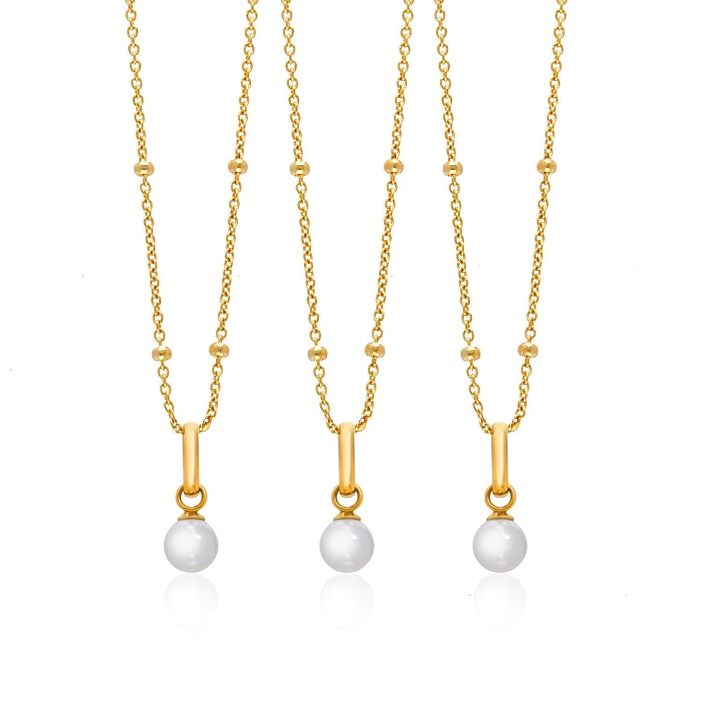 Mini Pearl Necklace Bridesmaids Gift Set (Gold)