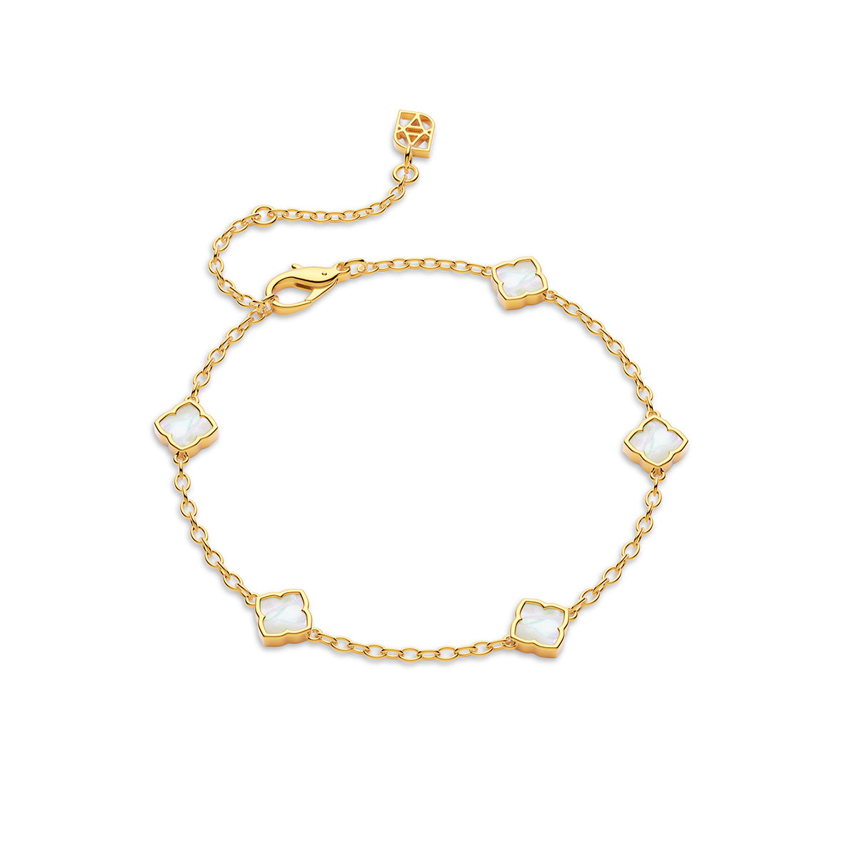 Mini Multi Pearl Clover Bracelet (Gold)
