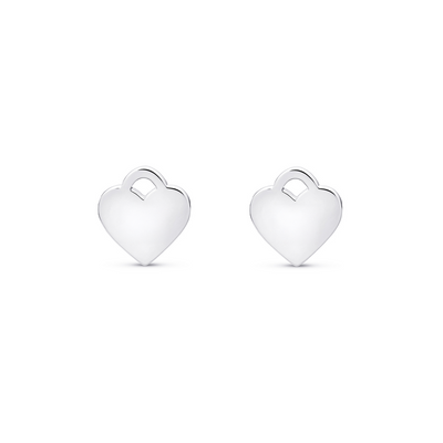 Heart Token Stud Earring (Silver)