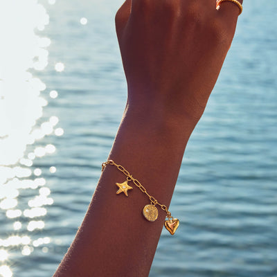 Custom Hanging Ocean Charm Bracelet (Gold)