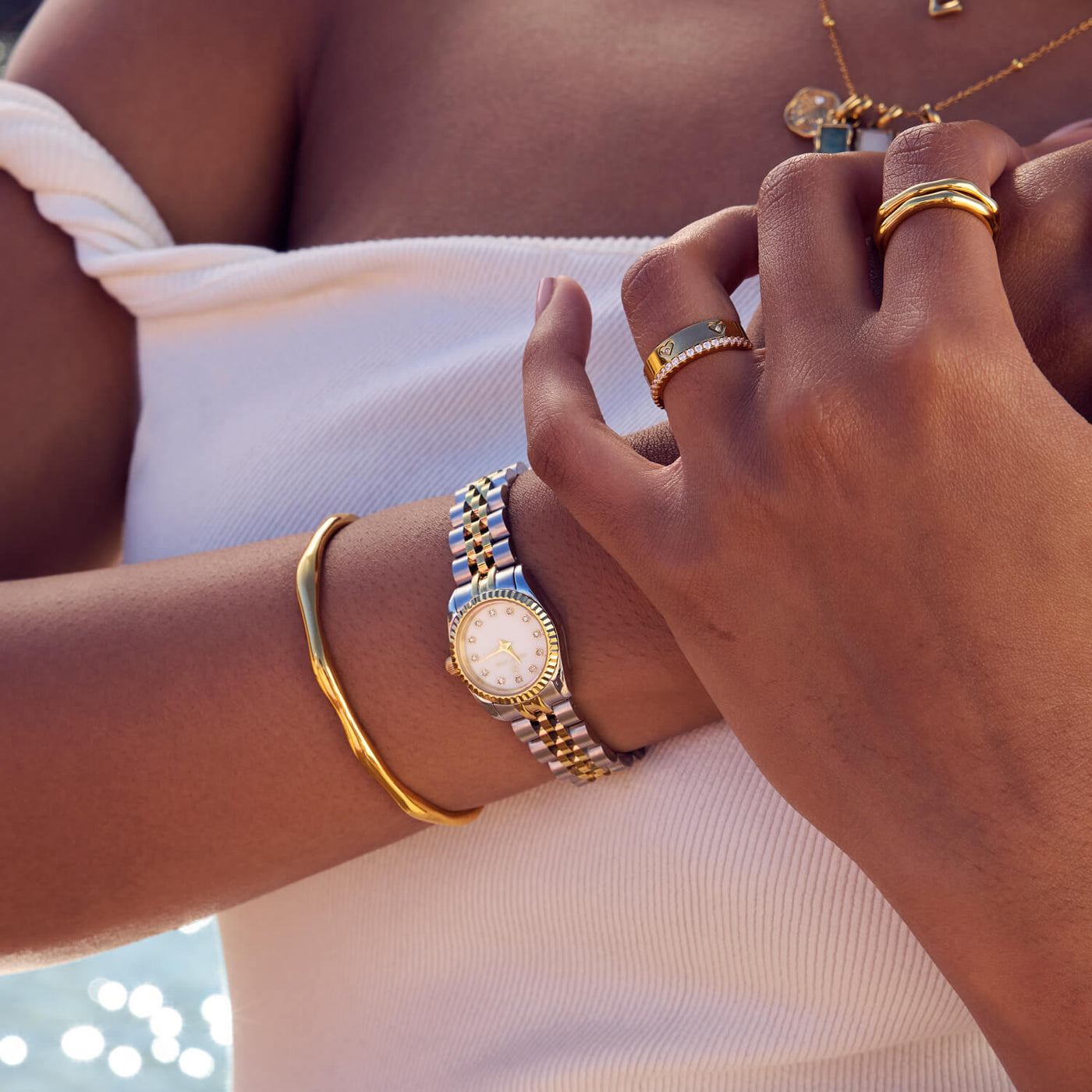 Mini Two Tone Pearl Link Belgravia 23mm Watch