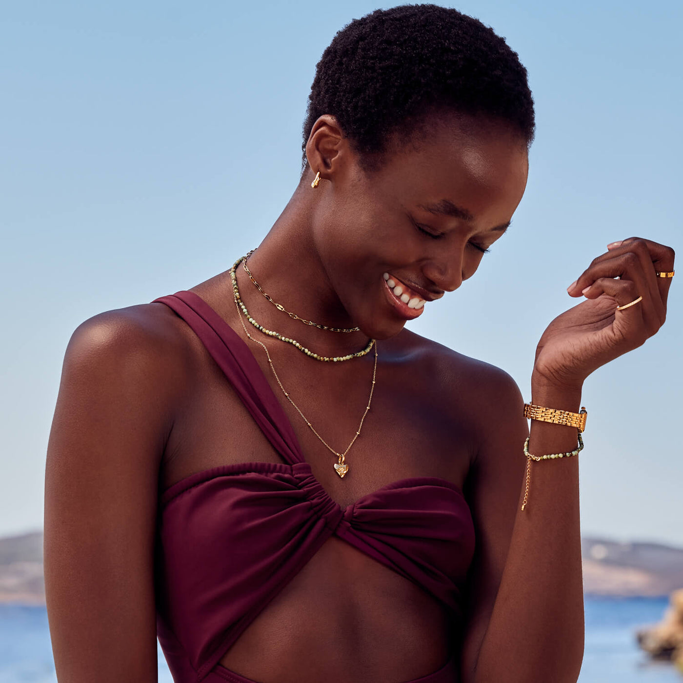 Ocean Pendant Necklace (Gold)