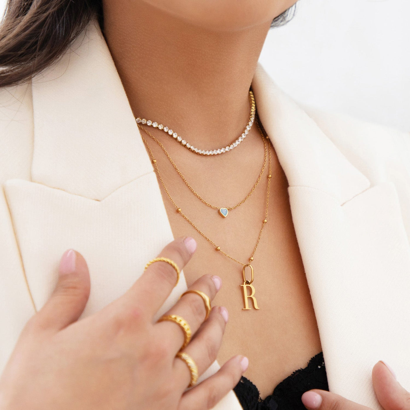 Blue Heart Necklace (Gold)