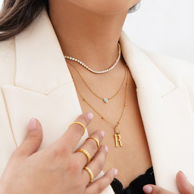 Blue Heart Necklace (Gold)