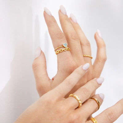 Blue Heart Ring (Gold)