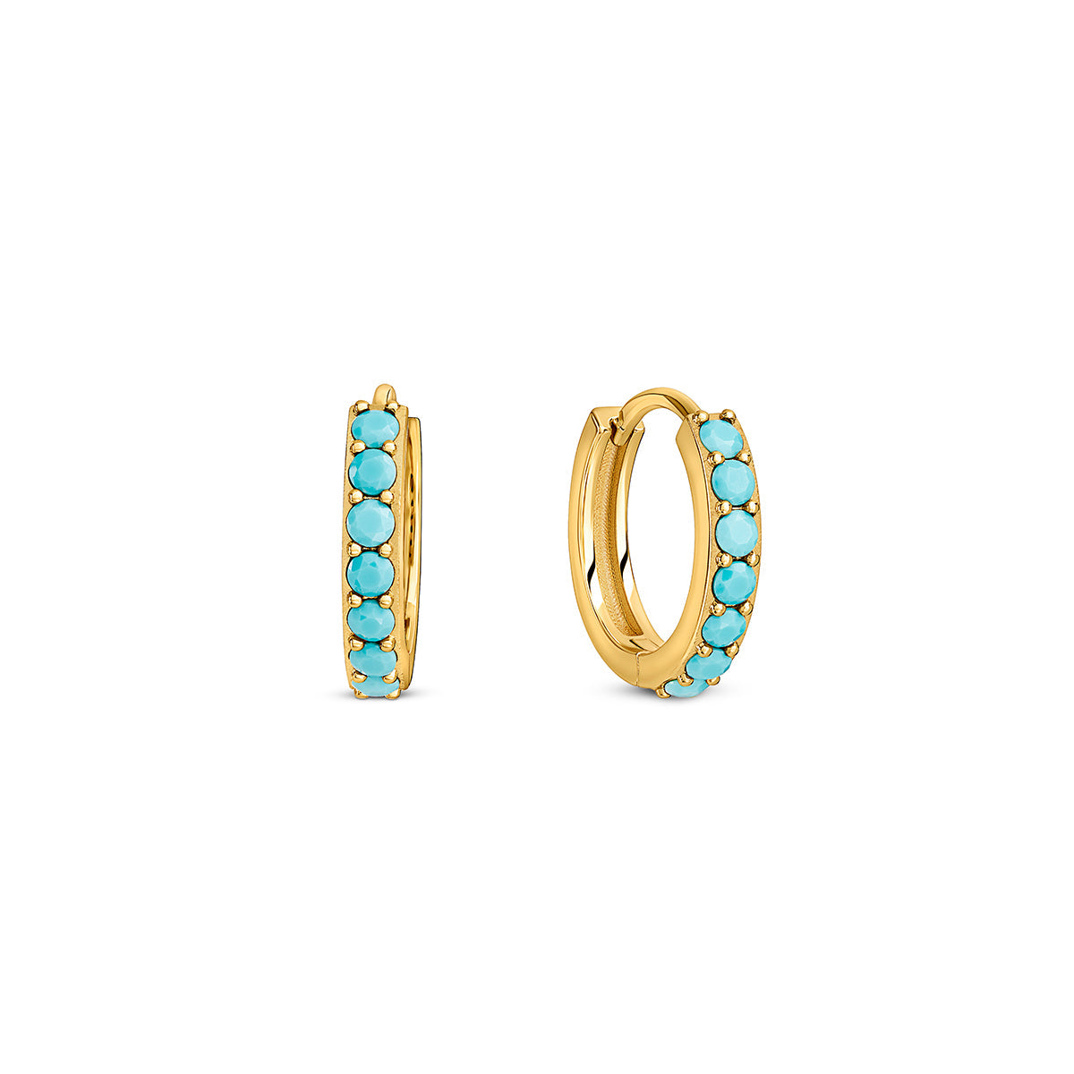 Turquoise Huggie Hoops (Gold)