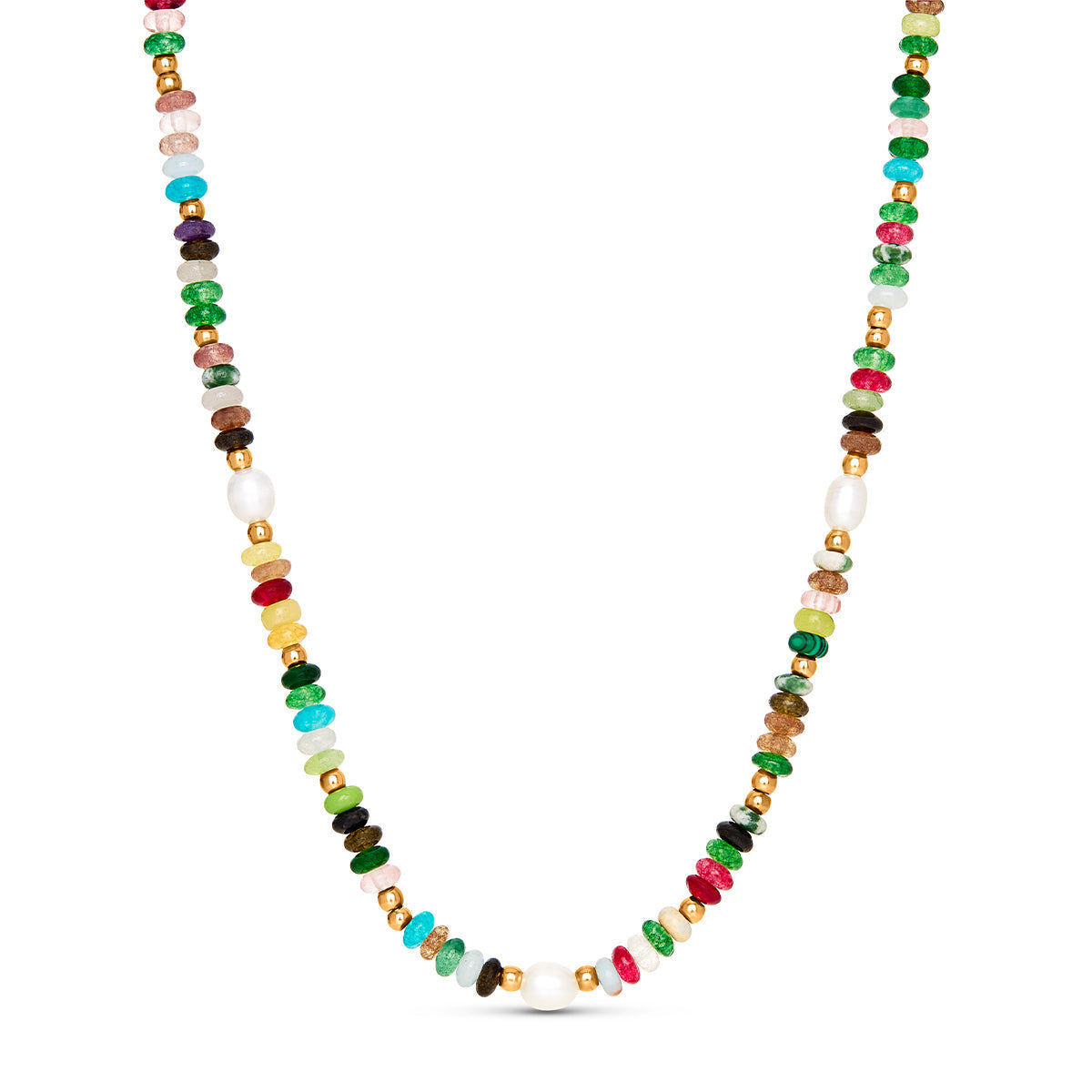 Semi Precious Stone Necklace (Gold)