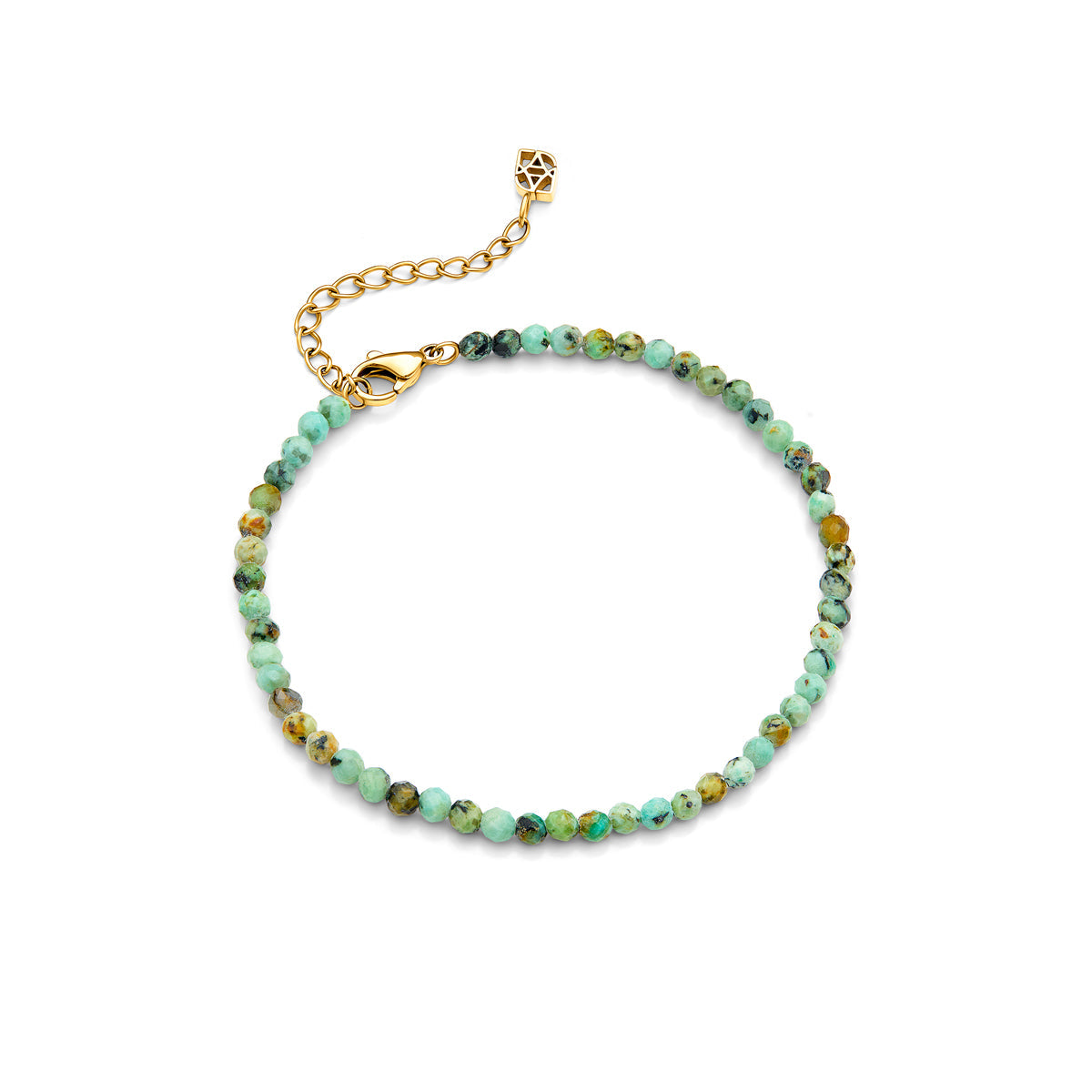 Green Turquoise Beaded Bracelet (Gold)