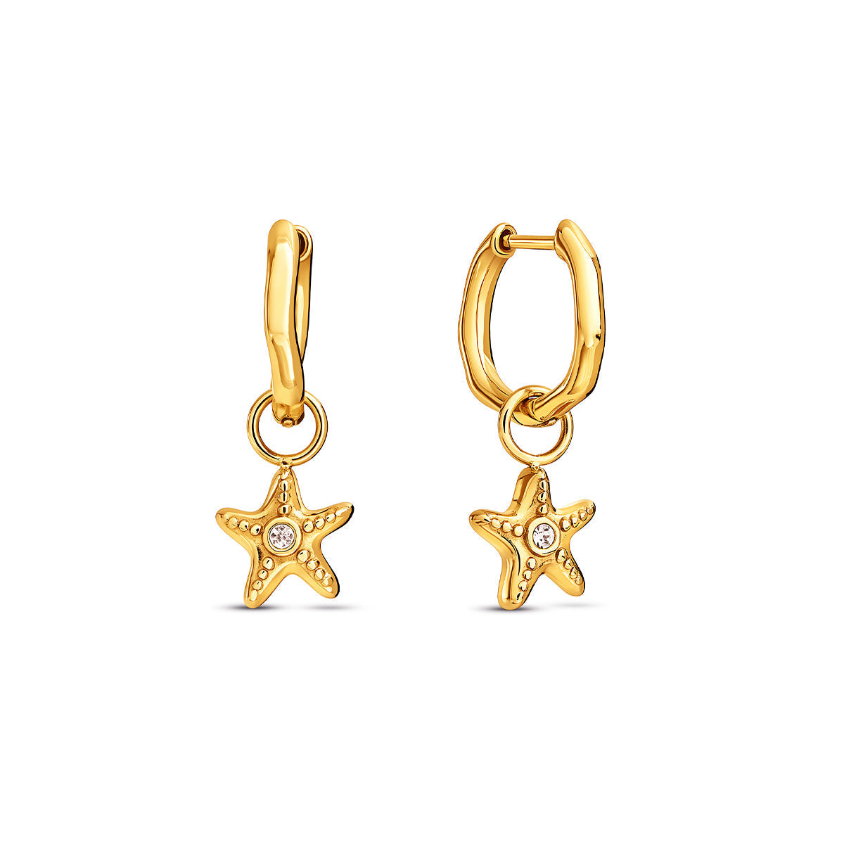 Molten Starfish Huggie Earrings (Gold)