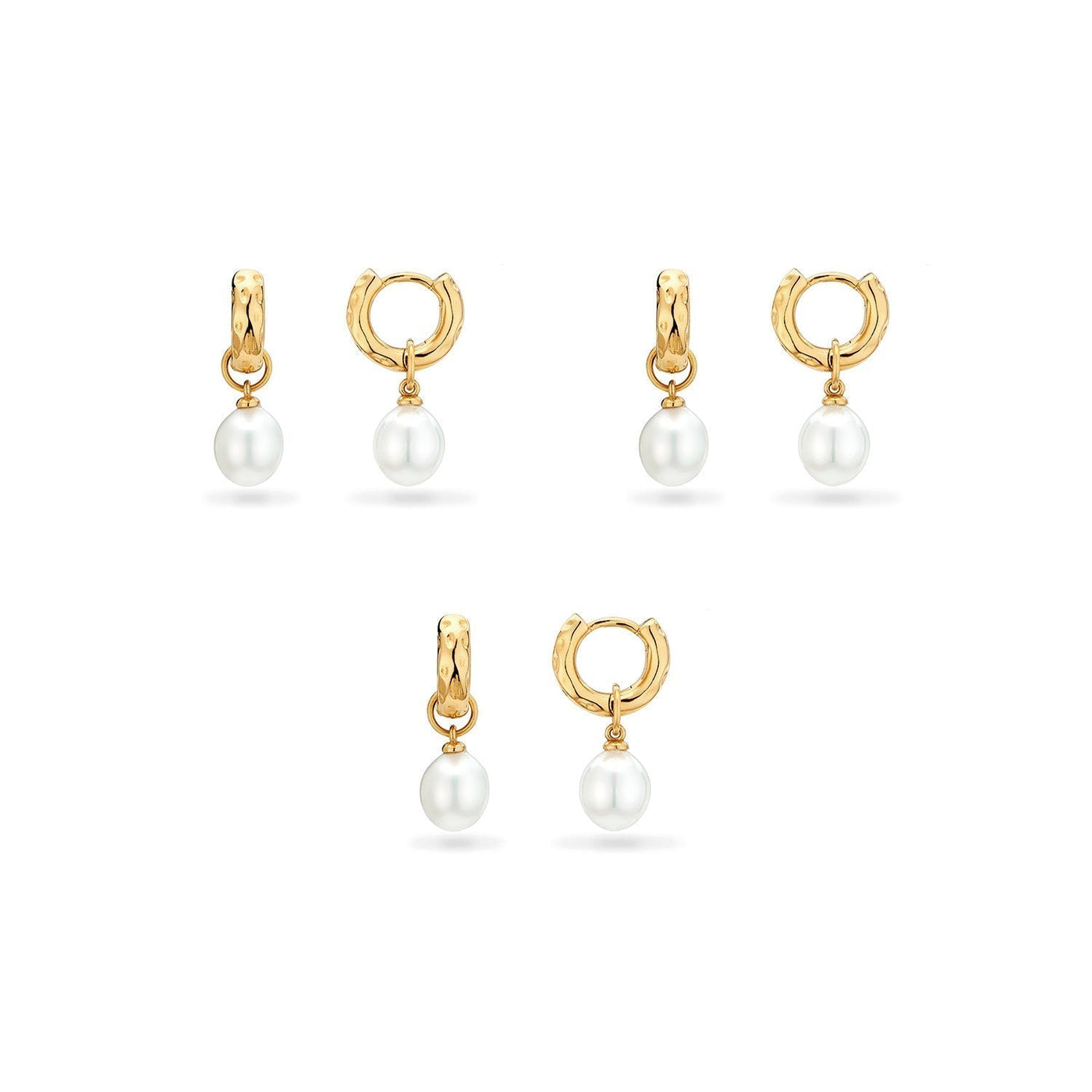 Pearl Drop Huggie Earring Bridesmaid Gift Set (Gold)