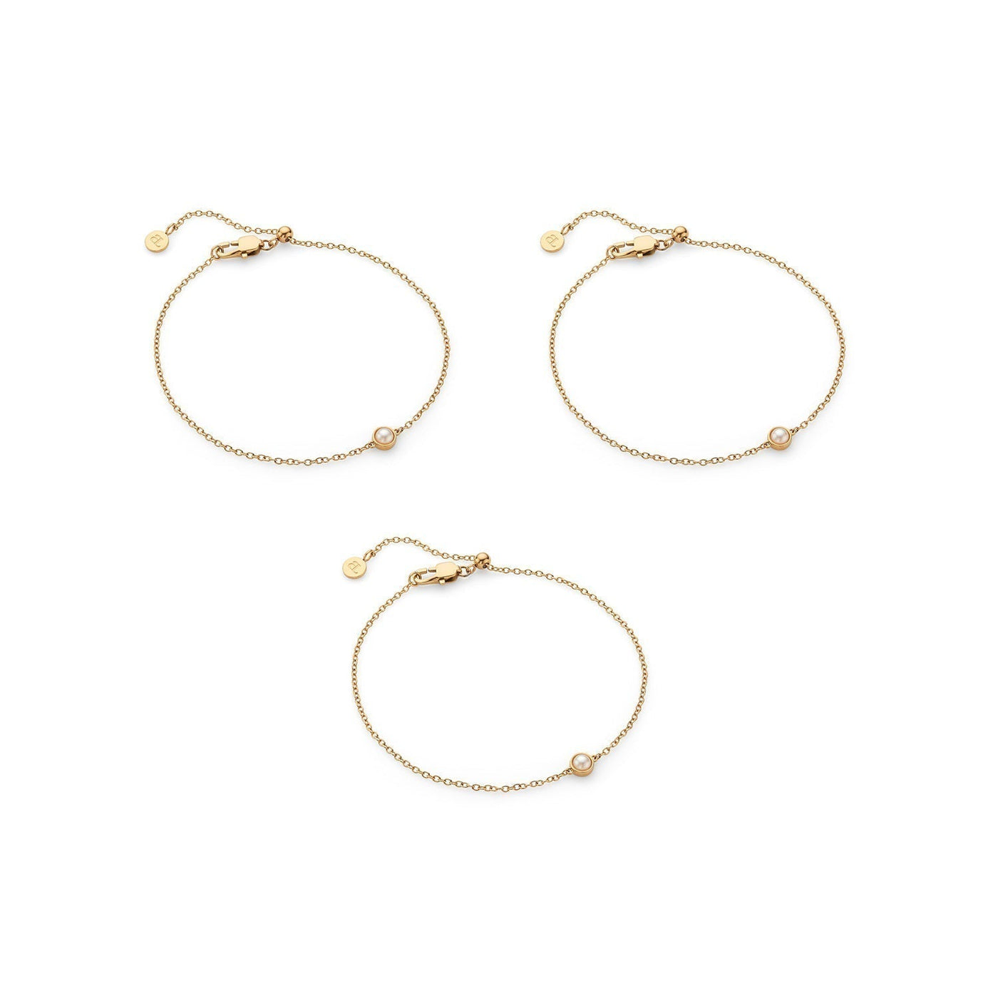 Mini Pearl Bracelet Bridesmaid Gift Set (Gold)