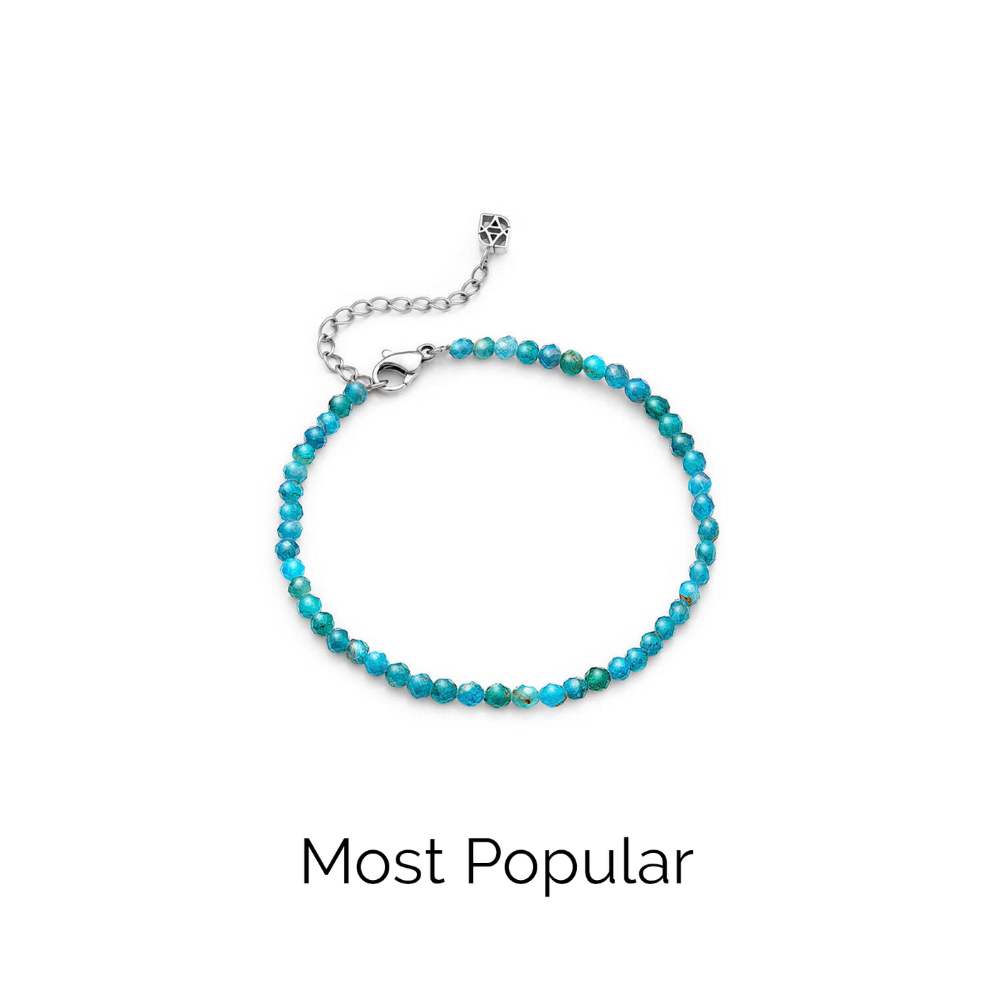 Layering Blue Apatite Beaded Bracelet (Silver)