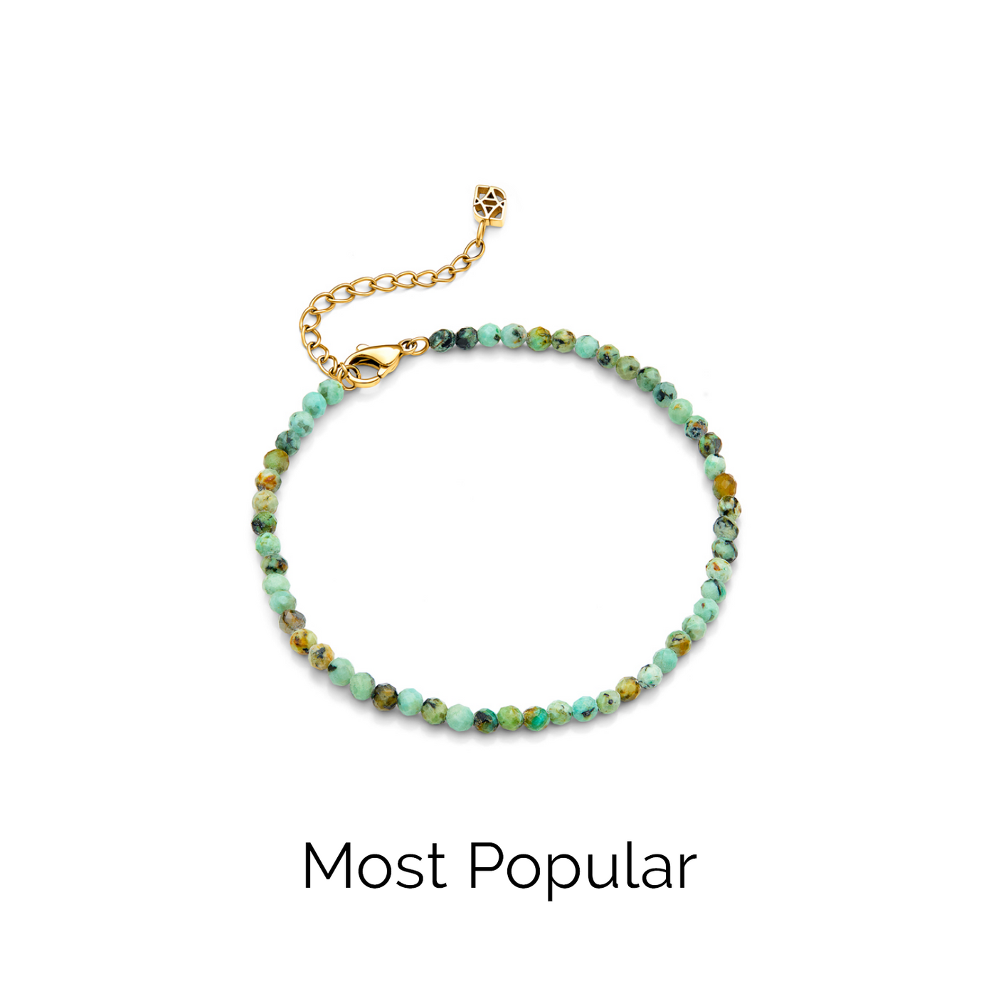 Green Turquoise Beaded Bracelet (Gold)