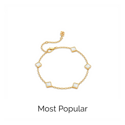 Mini Multi Pearl Clover Bracelet (Gold)