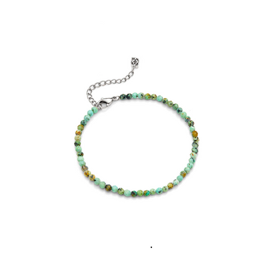 Layering Green Turquoise Beaded Bracelet (Silver)