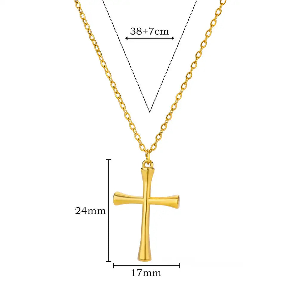 Stainless Steel Cross Necklace For Women Gold Color Chain Cross Pendant Necklaces Retro Religion Jewelry Gift bijoux femme