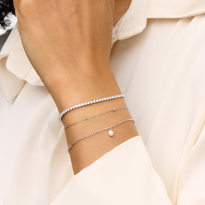 Fine Organic Pearl Bracelet Bridesmaid Gift Set (Silver)