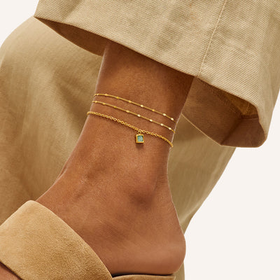 Amazonite Stone Anklet Set (Gold)