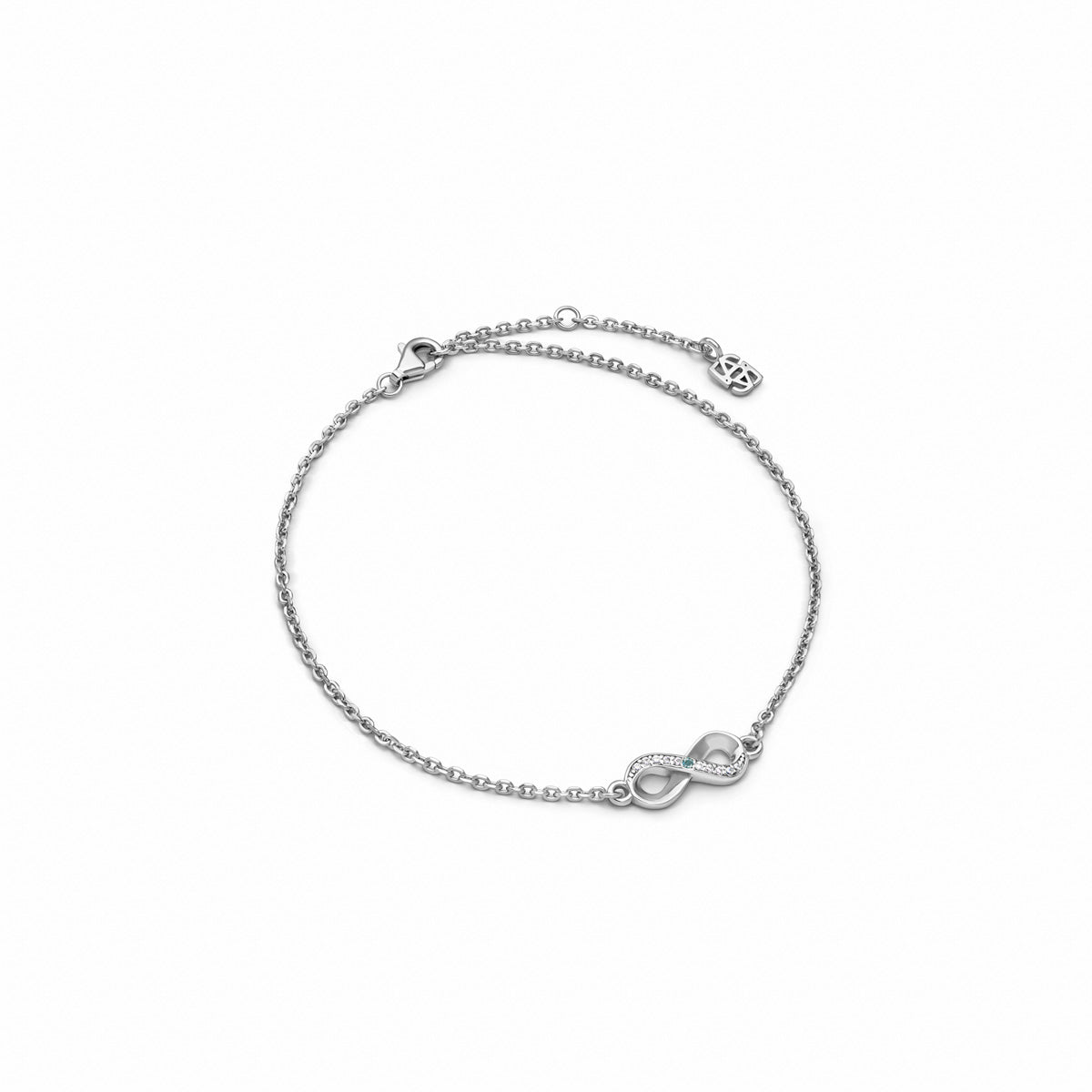 Aquamarine Stone Infinity Bracelet (Silver)