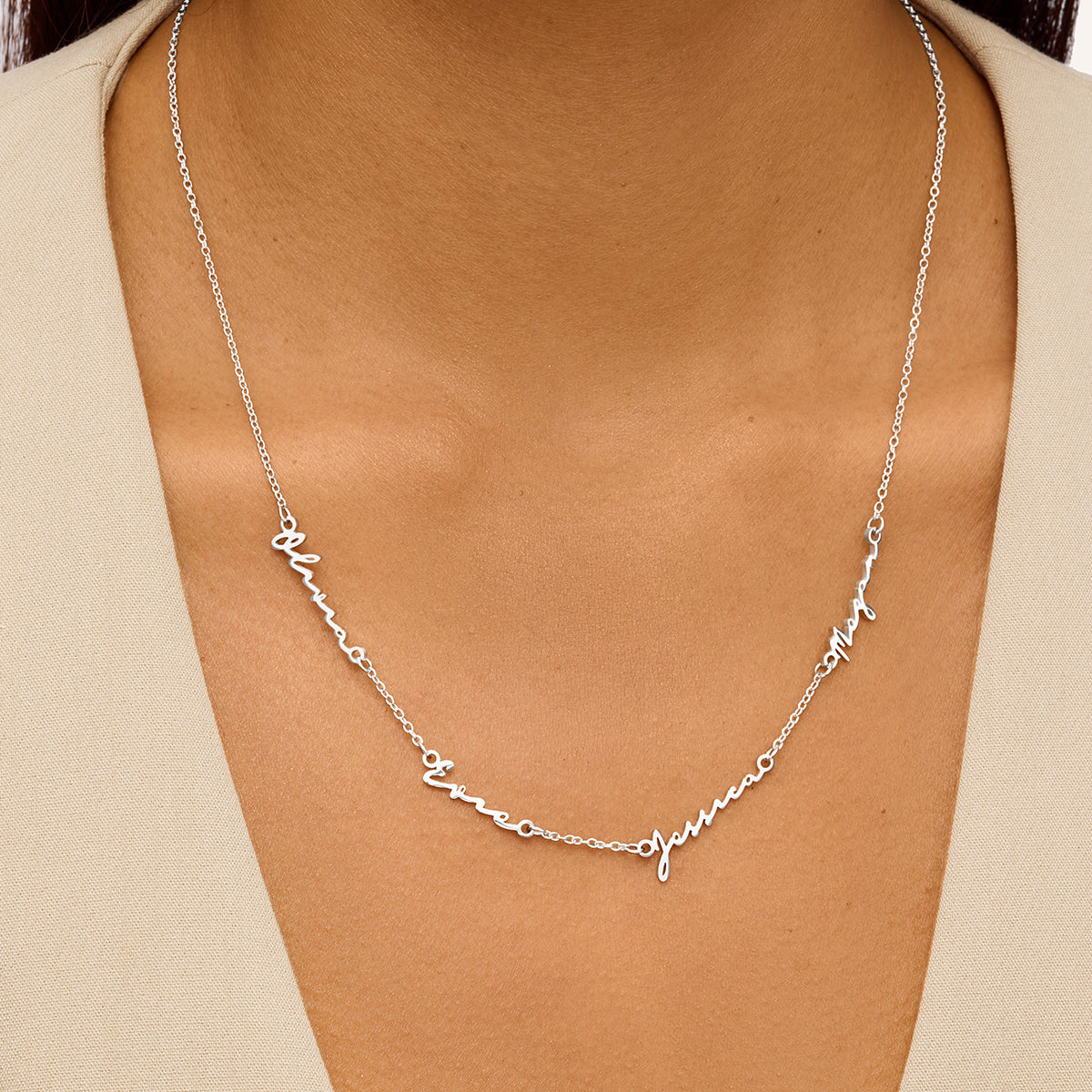 Multi Signature Name Necklace (Silver)