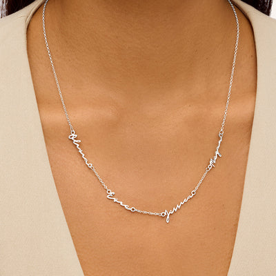 Multi Signature Name Necklace (Silver)