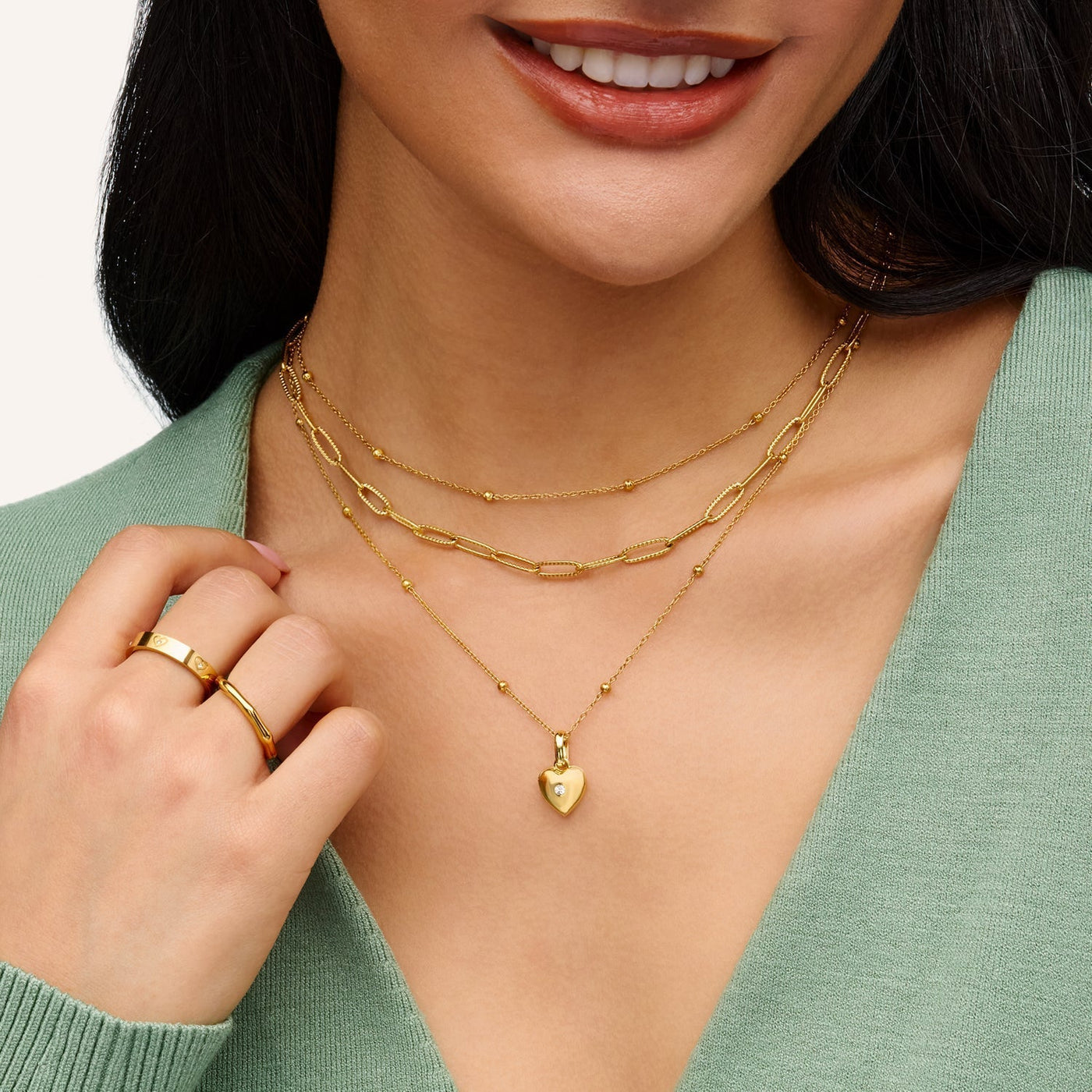 Heart Photo Locket Sphere Necklace (Gold)