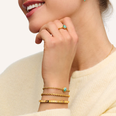 Organic Amazonite Bracelet (Gold)