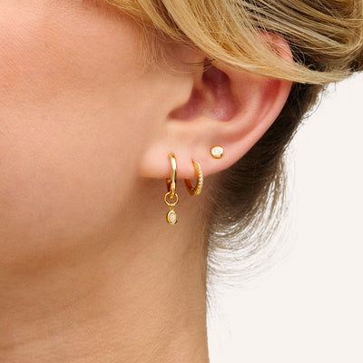 Fine Molten Huggie Earrings (Gold) - Moonstone