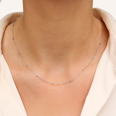 Fine Sphere Chain Necklace (Silver)