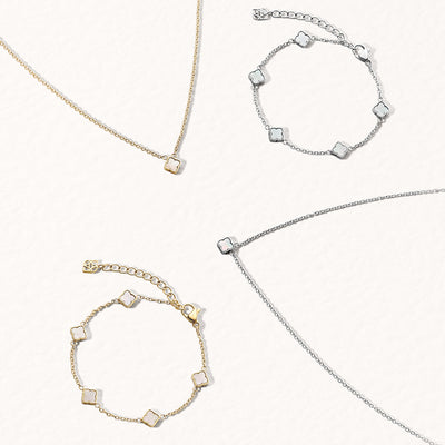 Mini Pearl Clover Necklace (Silver)