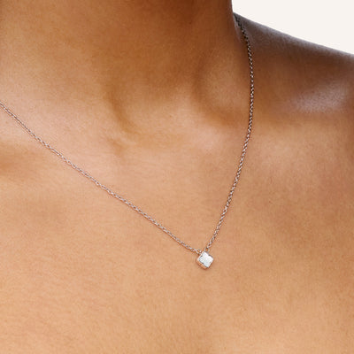 Mini Pearl Clover Necklace (Silver)