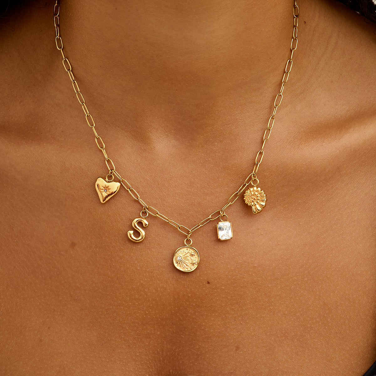 Made Mine Ocean Charm Necklace (Gold)