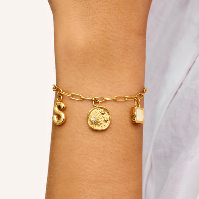 Custom Hanging Ocean Charm Bracelet (Gold)