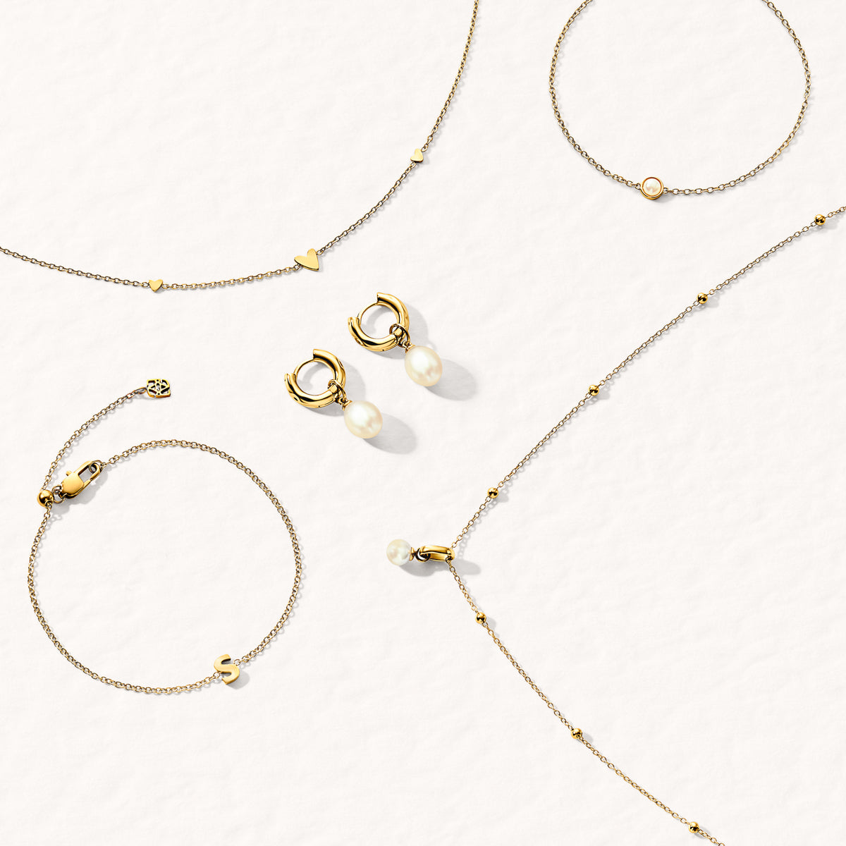 Mini Pearl Bracelet Bridesmaid Gift Set (Gold)