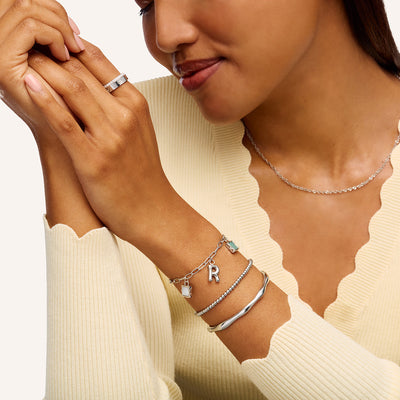 Custom Hanging Ocean Charm Bracelet (Silver)