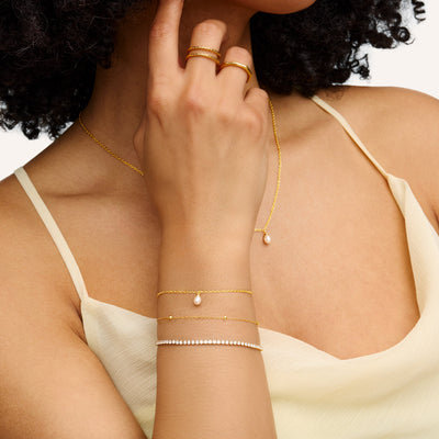 Fine Organic Pearl Bracelet Bridesmaid Gift Set (Gold)