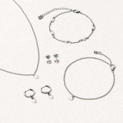 Fine Organic Pearl Bracelet Bridesmaid Gift Set (Silver)
