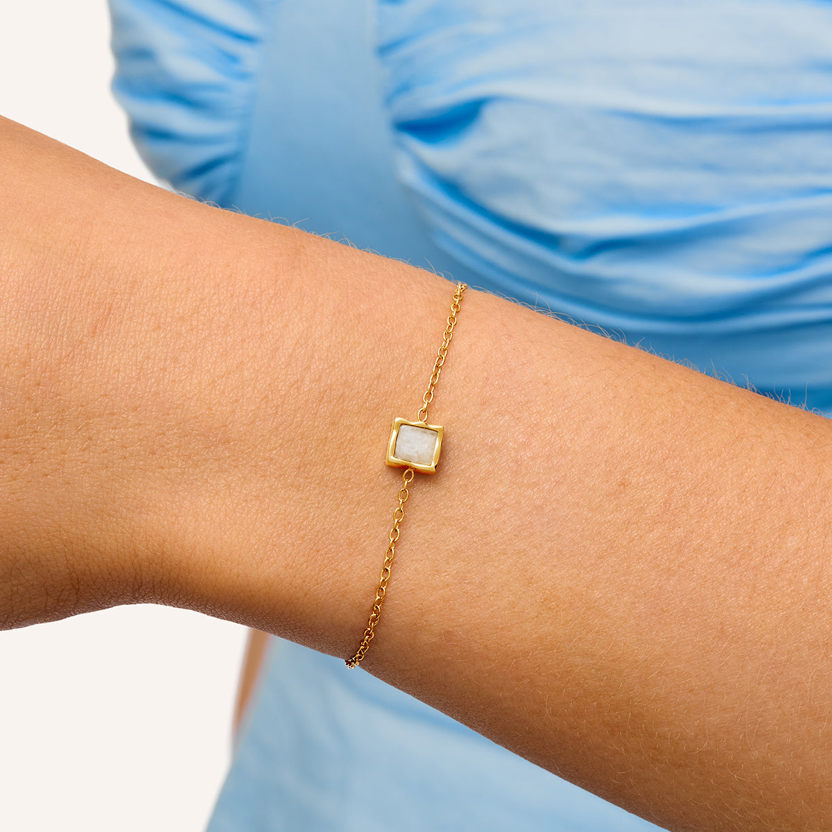 White Moonstone Little Luxe Bracelet (Gold)